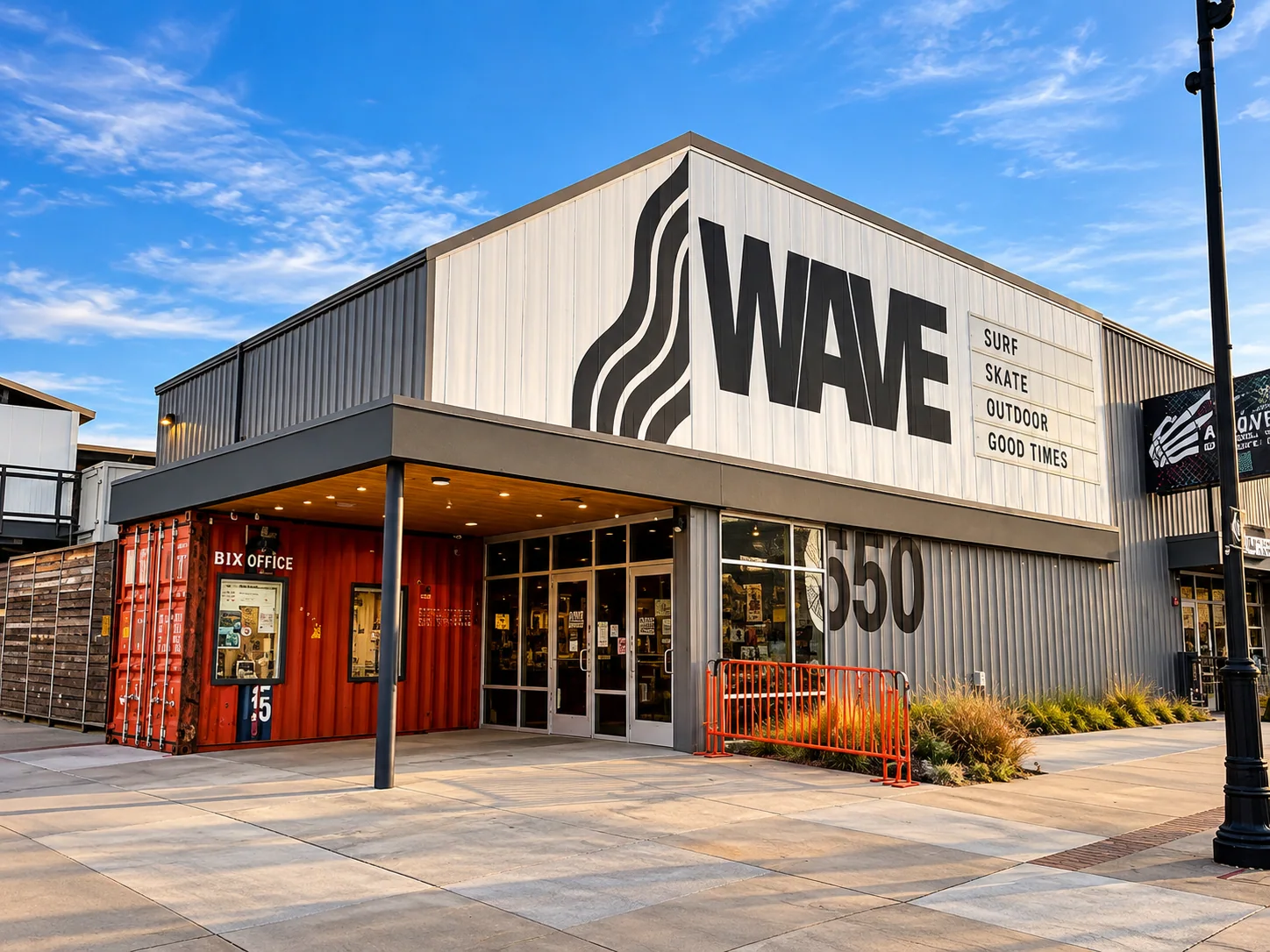 WAVE exterior with its large wall sign, box office and entrance